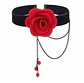 Choker Gargantilla Collar Encaje Rosa Gotas Gótico Mujer - Miniatura 1
