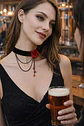 Choker Gargantilla Collar Encaje Rosa Gotas Gótico Mujer - Miniatura 2