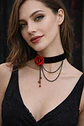 Choker Gargantilla Collar Encaje Rosa Gotas Gótico Mujer - Miniatura 3