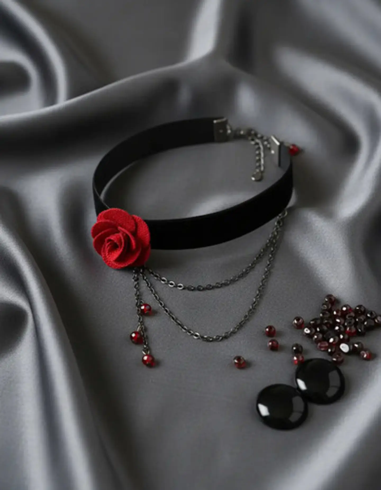 Choker Gargantilla Collar Encaje Rosa Gotas Gótico Mujer 5