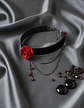 Choker Gargantilla Collar Encaje Rosa Gotas Gótico Mujer - Miniatura 5