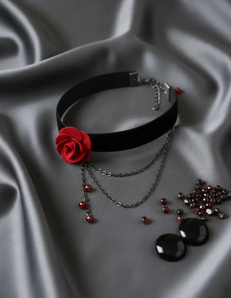 Choker Gargantilla Collar Encaje Rosa Gotas Gótico Mujer 5