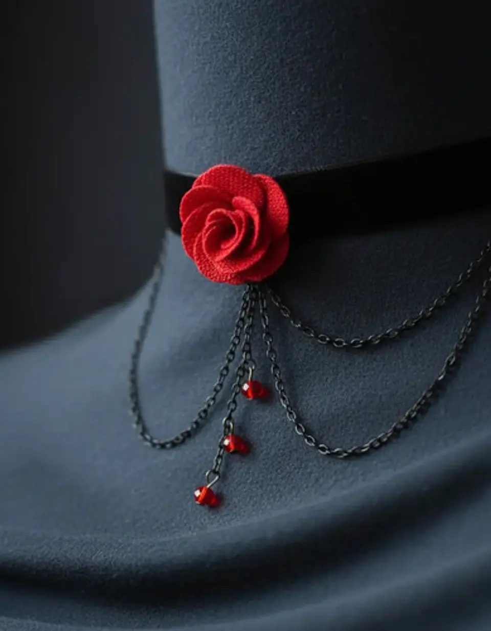 Choker Gargantilla Collar Encaje Rosa Gotas Gótico Mujer 7