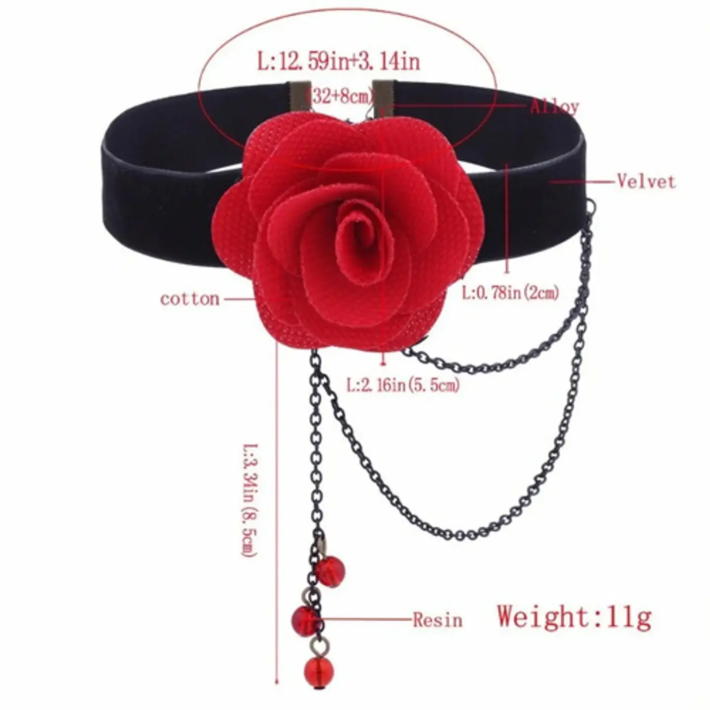 Choker Gargantilla Collar Encaje Rosa Gotas Gótico Mujer 8