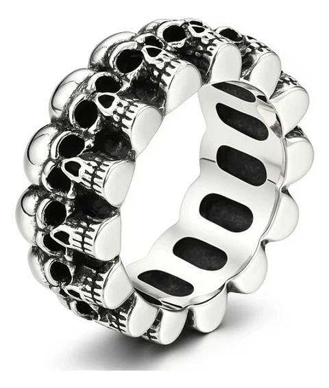 Anillo Para Hombre En Acero Cráneo Calavera Color Plata