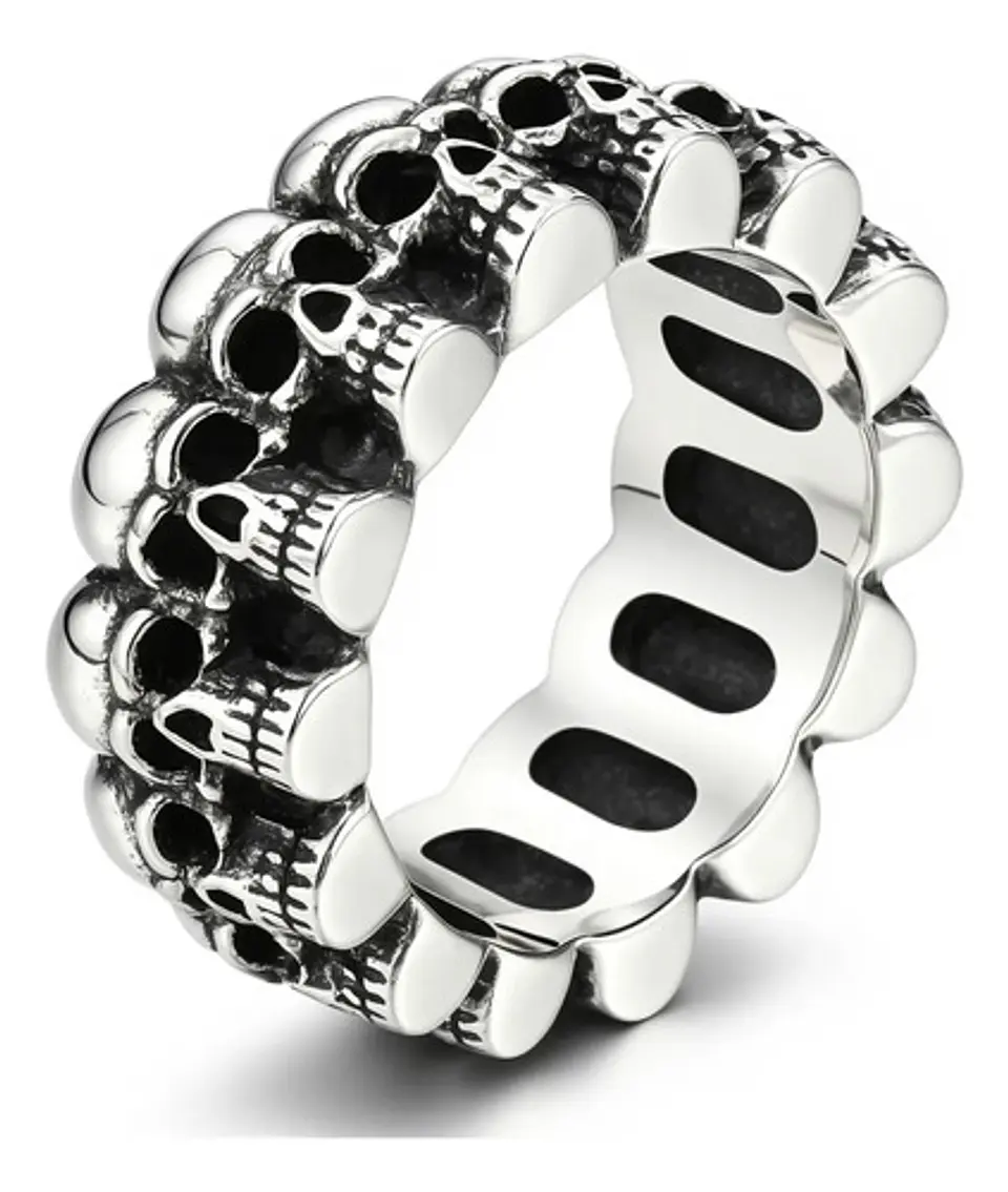 Anillo Para Hombre En Acero Cráneo Calavera Color Plata 1