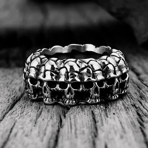 Anillo Para Hombre En Acero Cráneo Calavera Color Plata