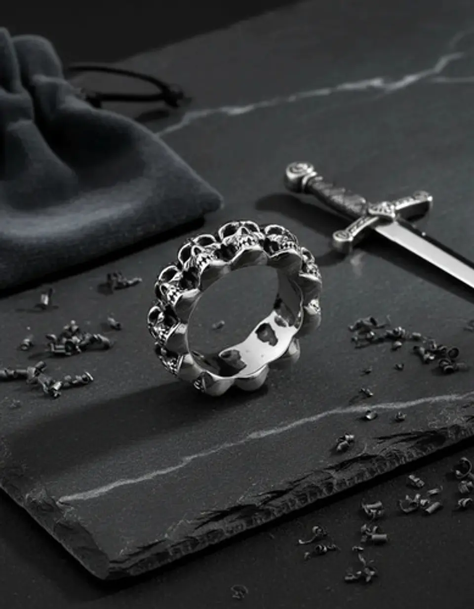 Anillo Para Hombre En Acero Cráneo Calavera Color Plata 6