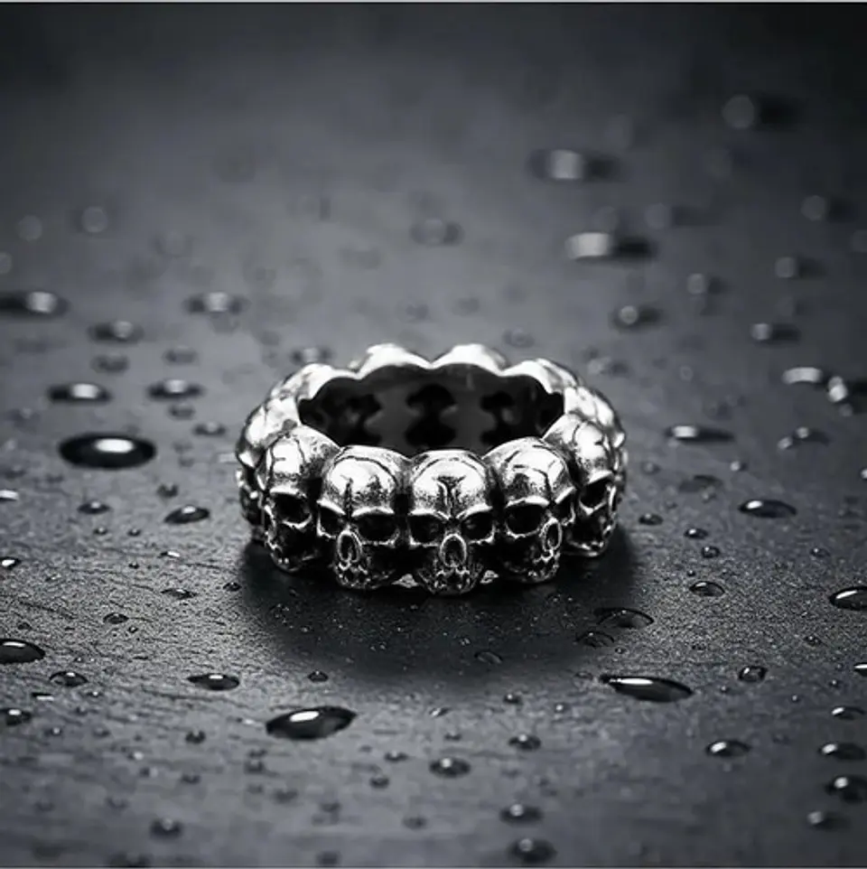 Anillo Para Hombre En Acero Cráneo Calavera Color Plata 7