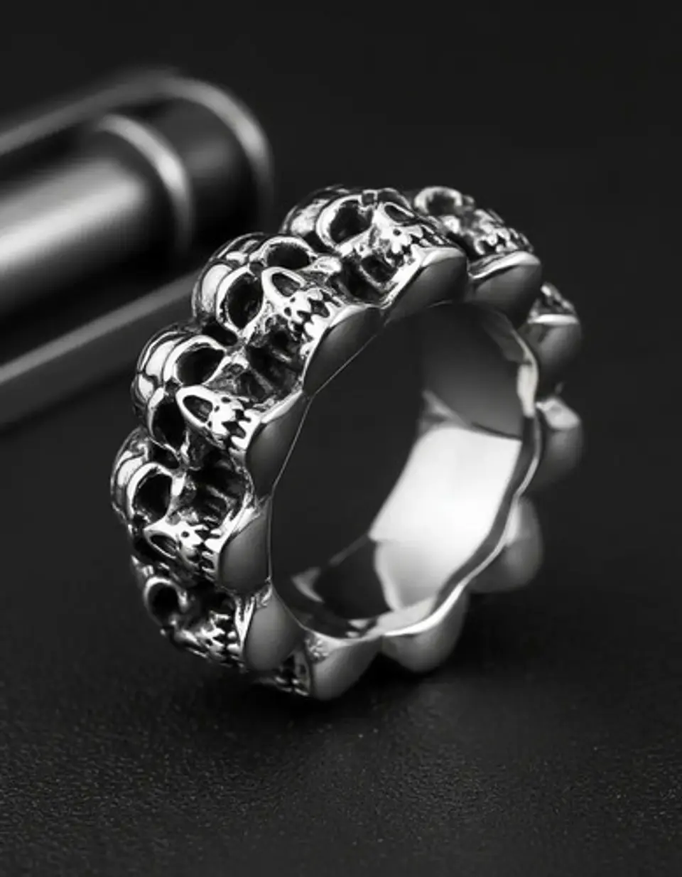 Anillo Para Hombre En Acero Cráneo Calavera Color Plata 9