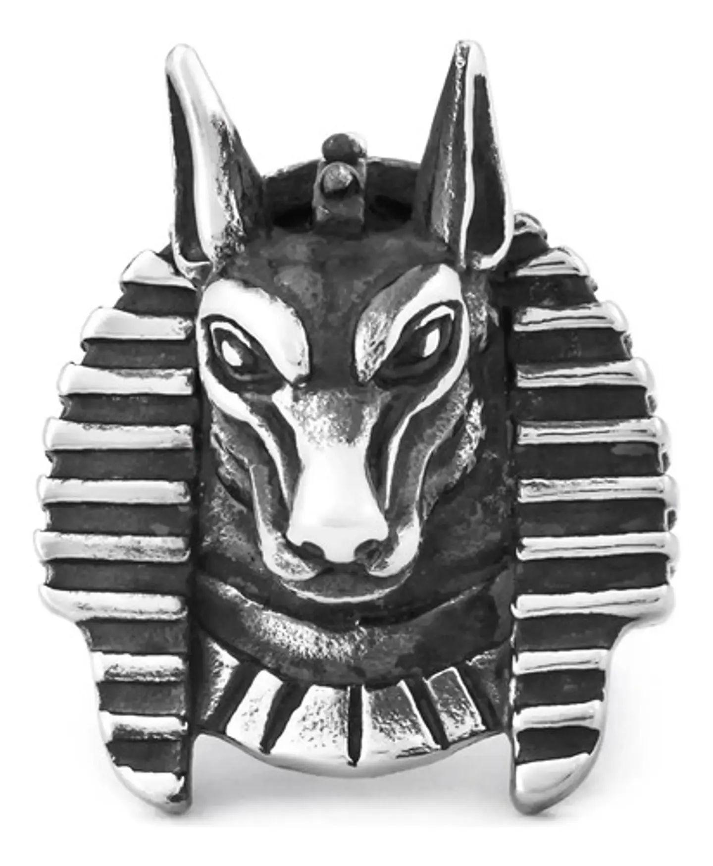 Anillo Acero Inoxidable Anubis Egipcio Color Plata Hombre 3