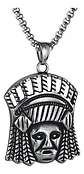 Collar Para Hombre Con Dije Cacique Jefe Indio De Acero - Miniatura 1