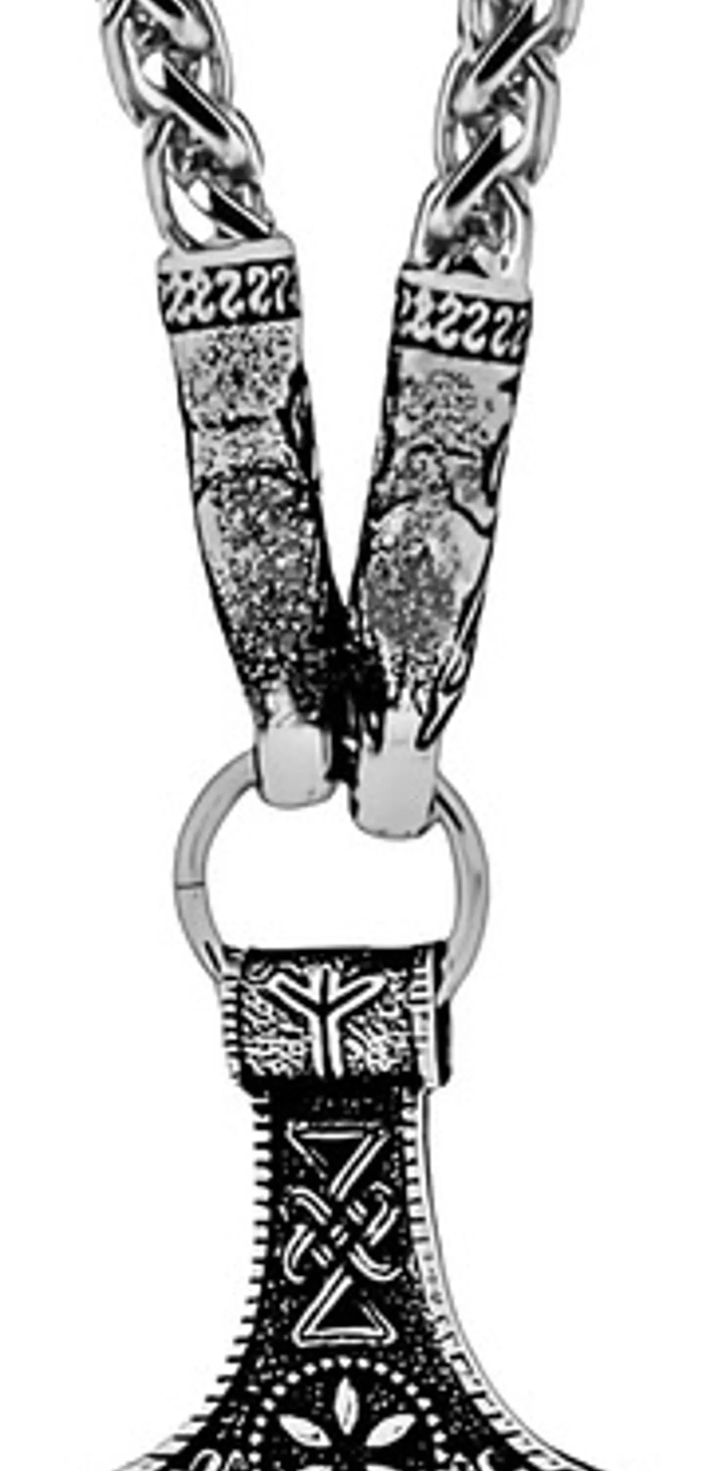 Collar Vikingo Lobo Runas Thor Acero Inoxidable Para Hombre 1