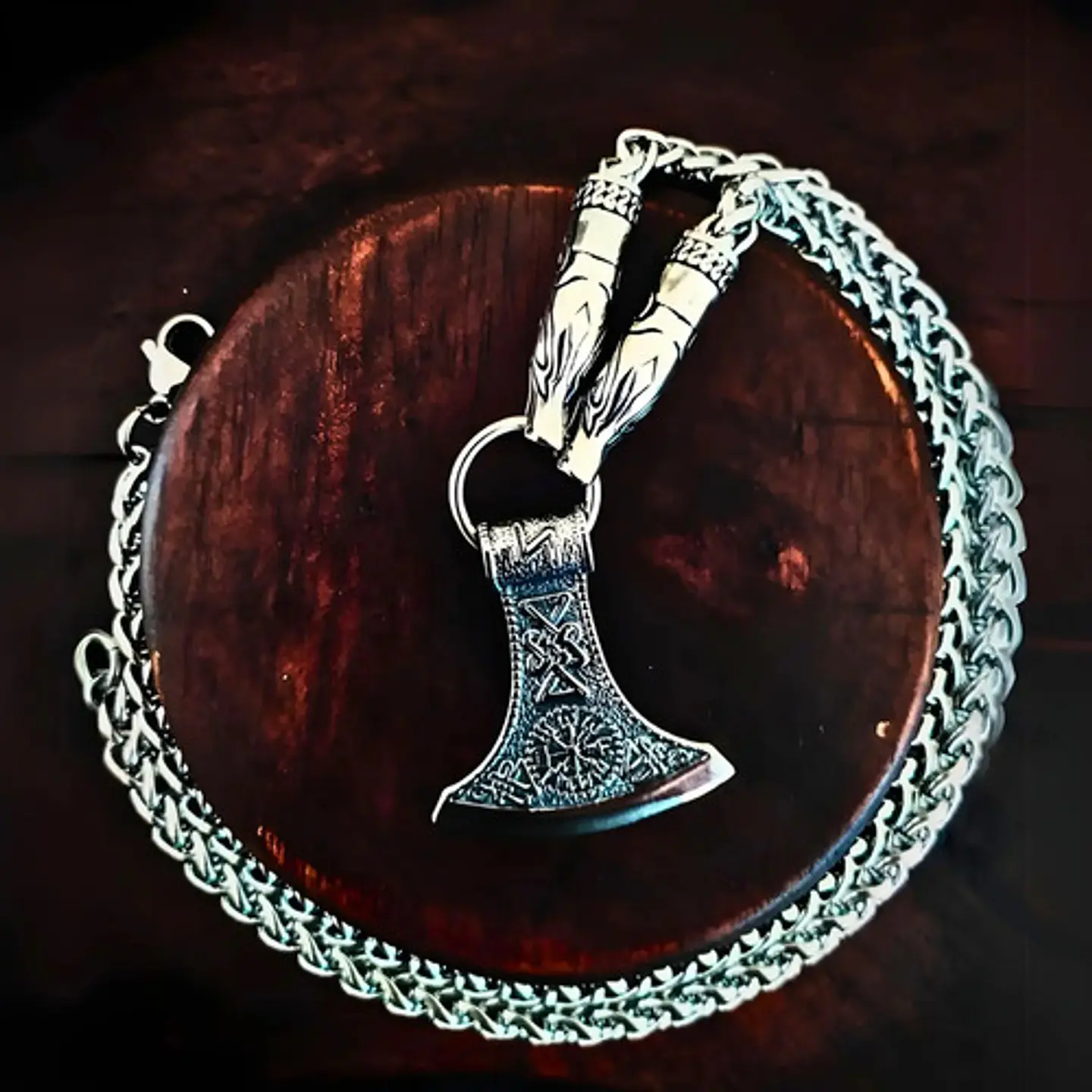 Collar Vikingo Lobo Runas Thor Acero Inoxidable Para Hombre 2