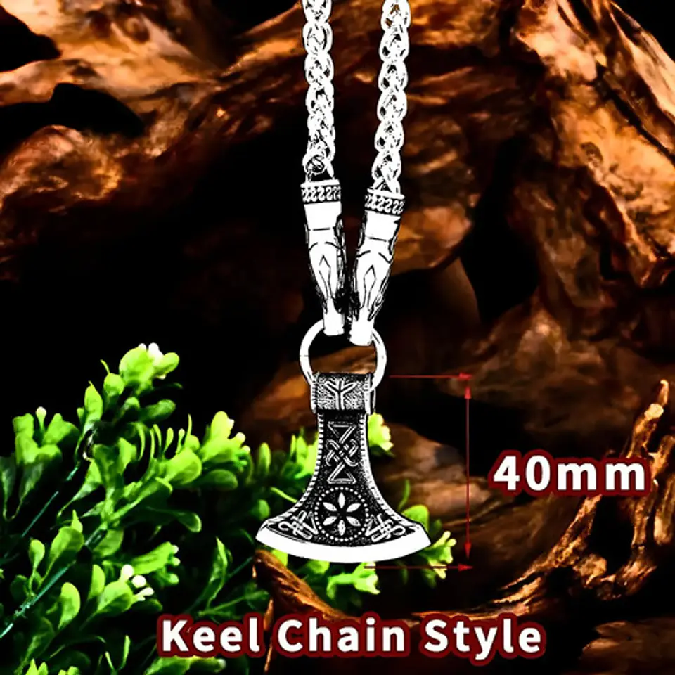 Collar Vikingo Lobo Runas Thor Acero Inoxidable Para Hombre 3