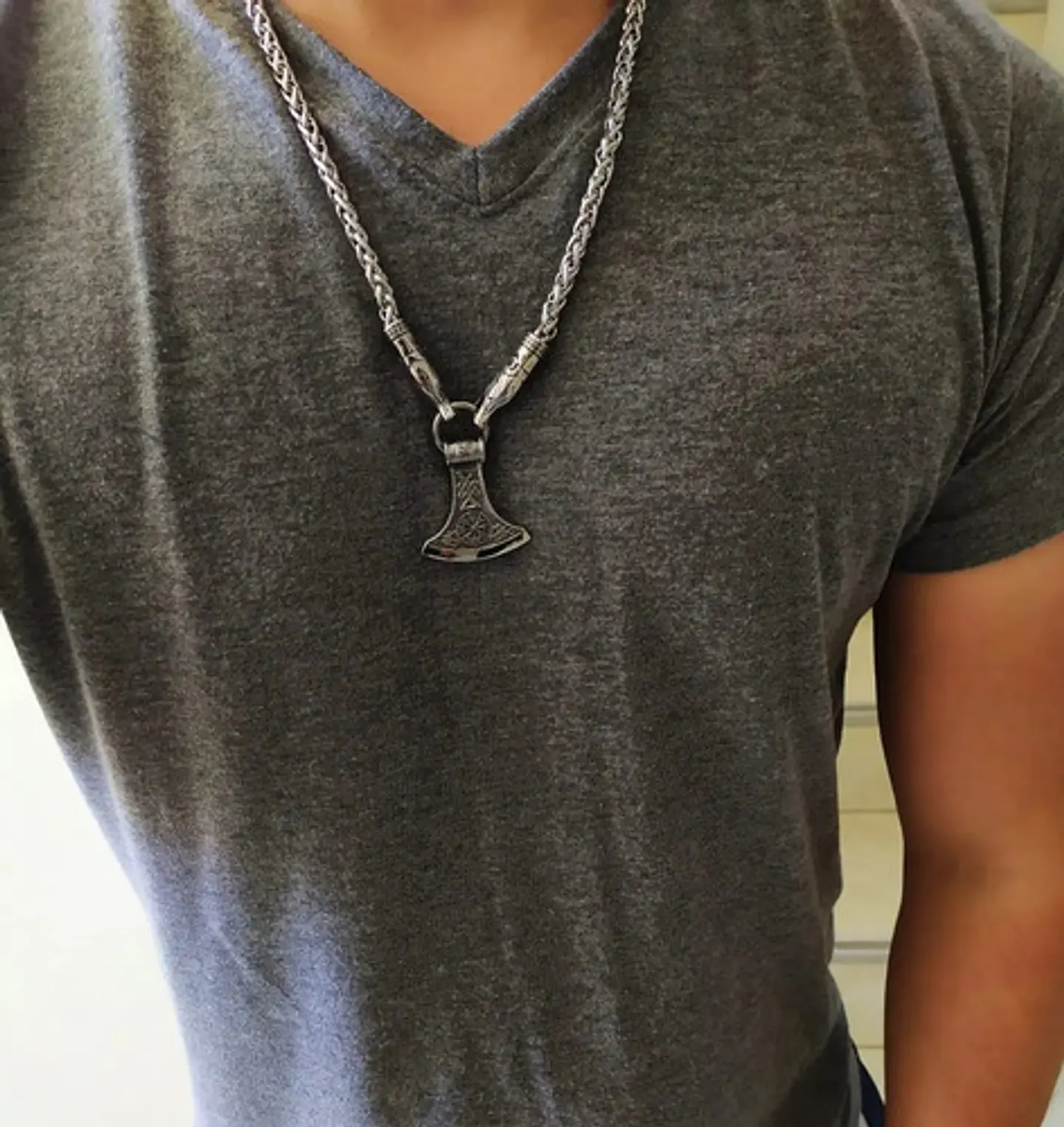 Collar Vikingo Lobo Runas Thor Acero Inoxidable Para Hombre 4