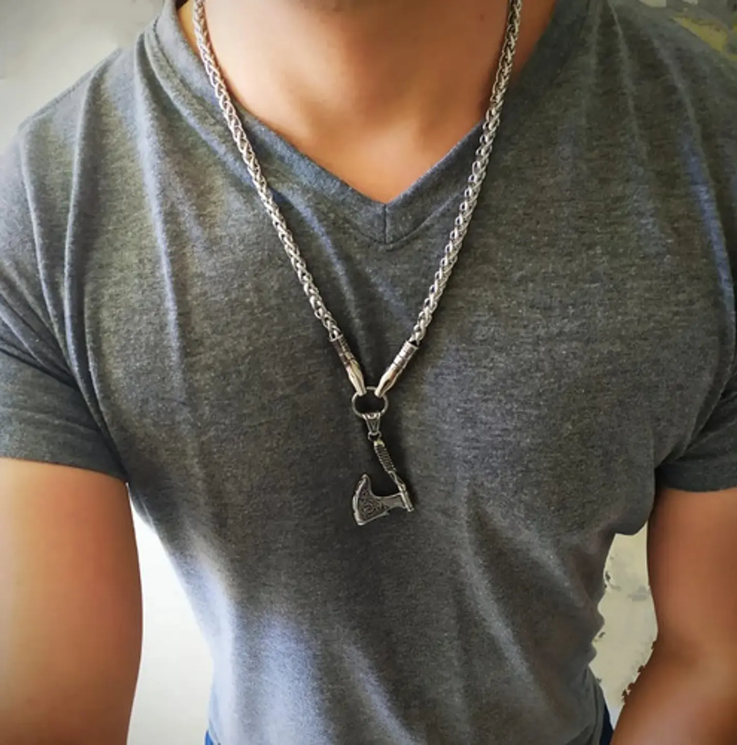 Collar Vikingo Lobo Runas Thor Acero Inoxidable Para Hombre 8