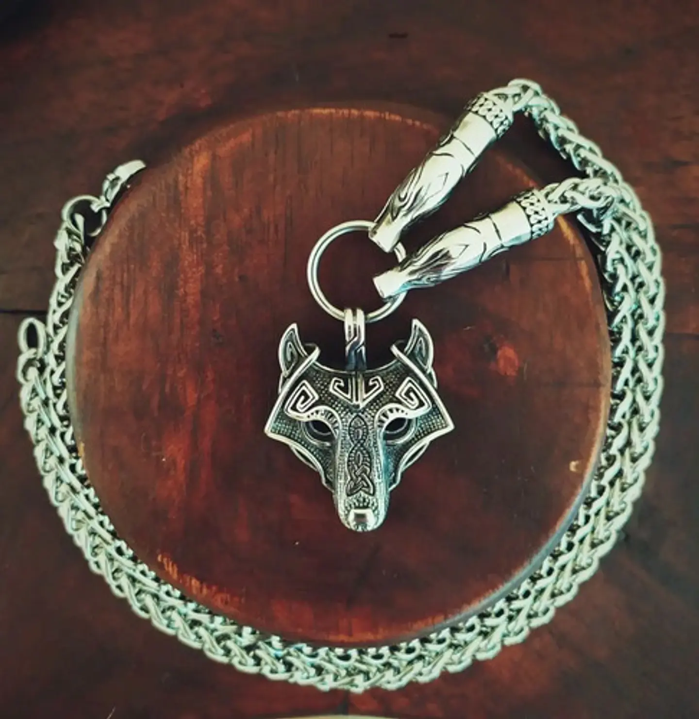 Collar Vikingo Lobo Runas Thor Acero Inoxidable Para Hombre 10