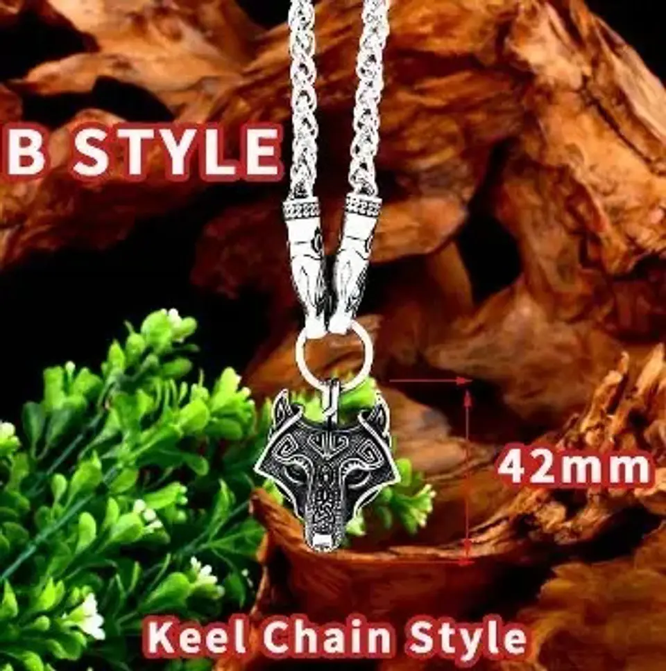 Collar Vikingo Lobo Runas Thor Acero Inoxidable Para Hombre 11