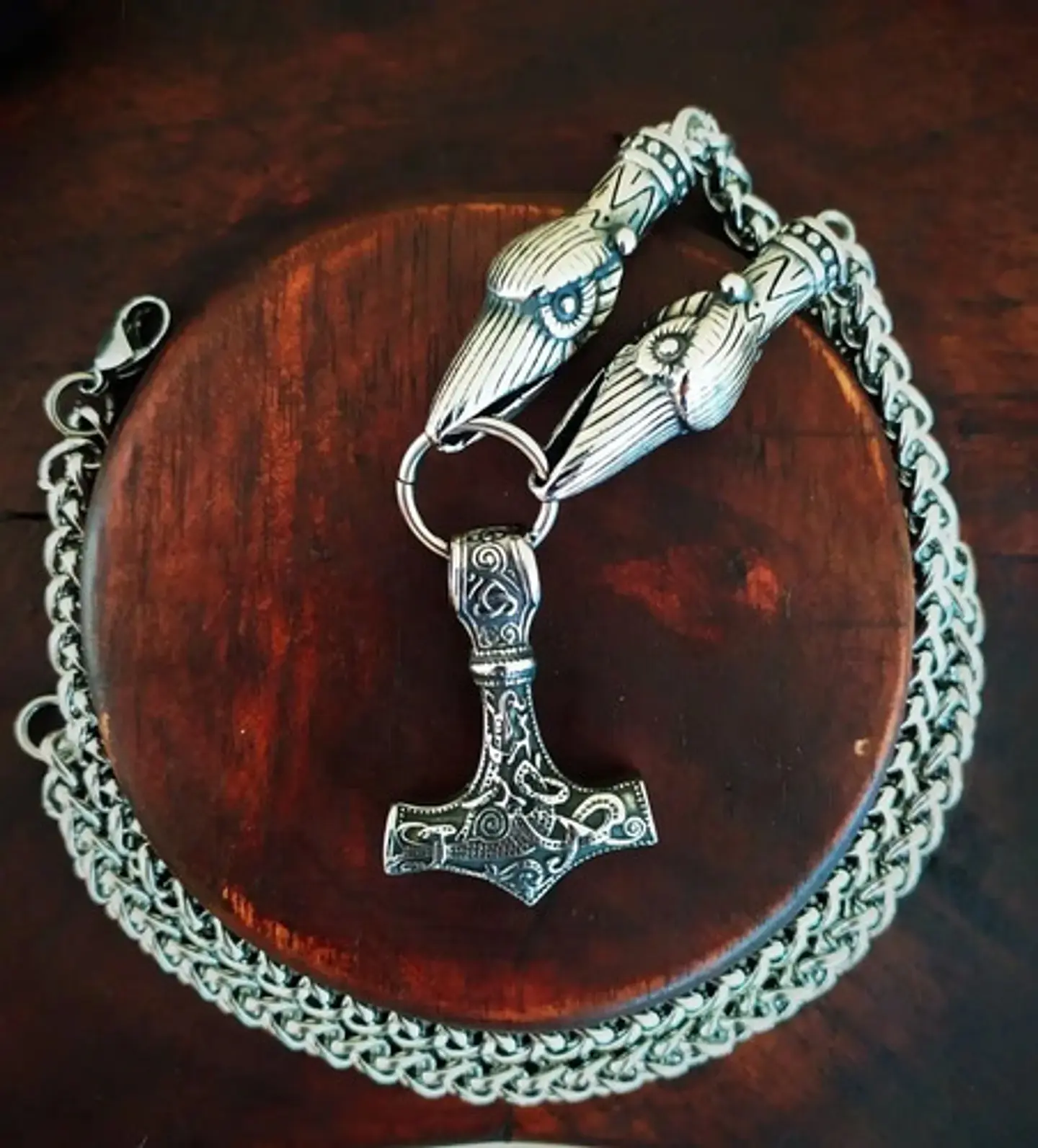 Collar Vikingo Lobo Runas Thor Acero Inoxidable Para Hombre 13