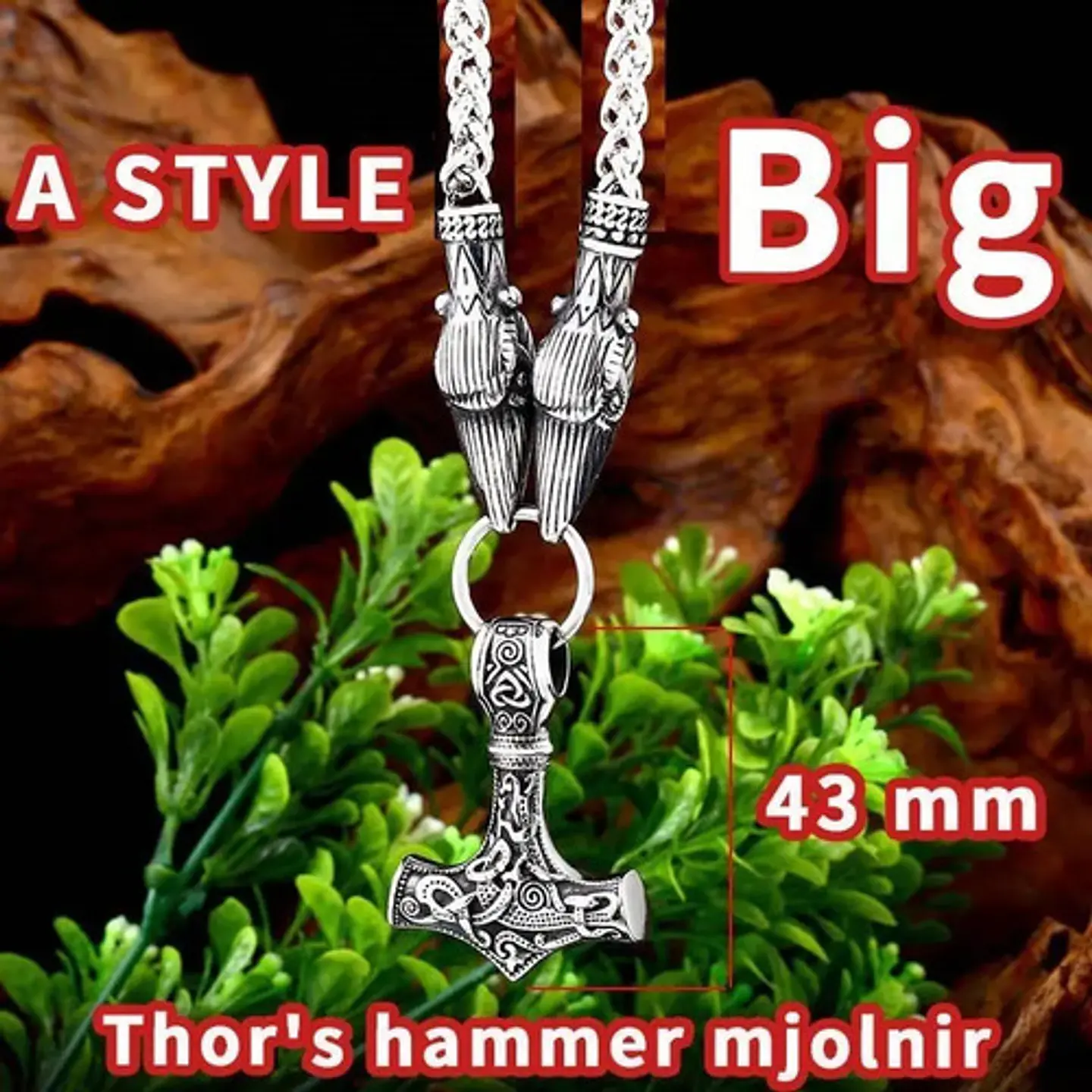 Collar Vikingo Lobo Runas Thor Acero Inoxidable Para Hombre 14