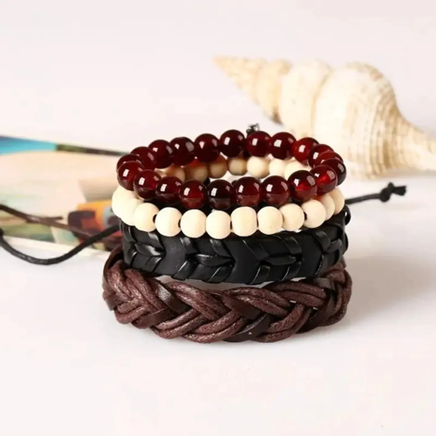 Pulsera Brazalete Manilla Ancla Anzuelo Cuero Hombre Y Mujer 5