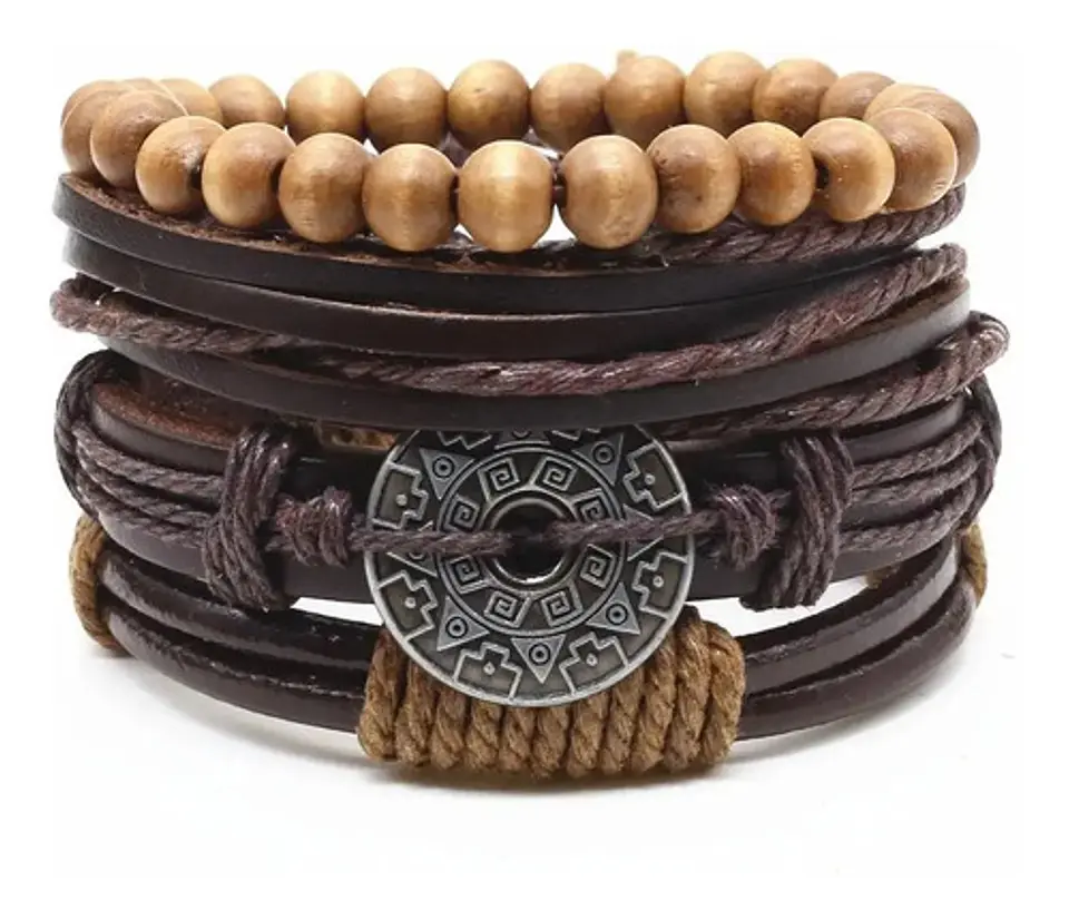 Pulsera Brazalete Manilla Ancla Anzuelo Cuero Hombre Y Mujer 10