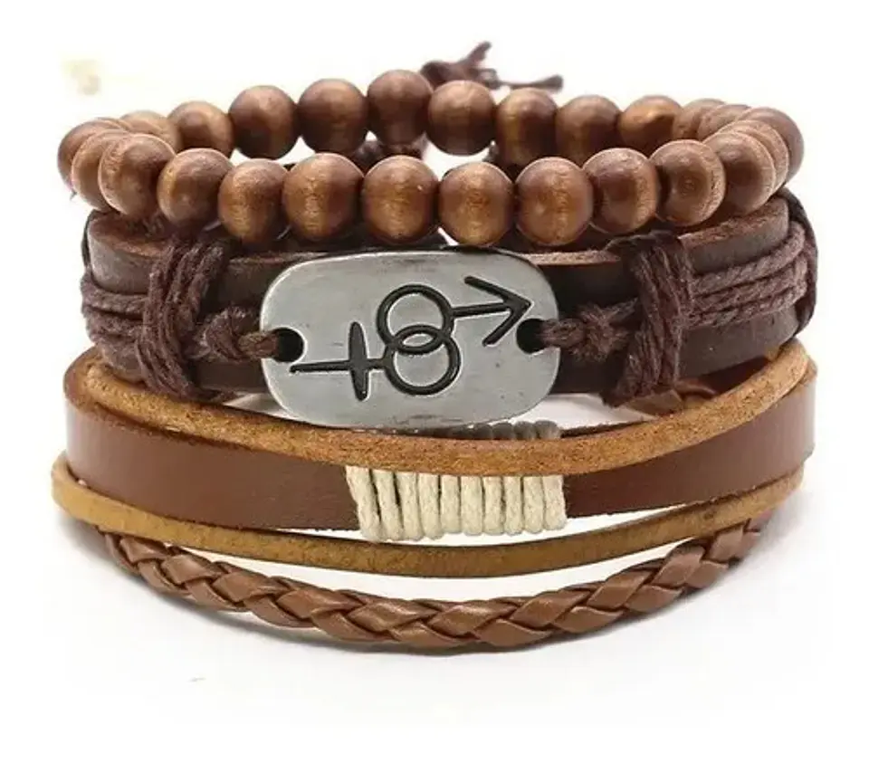 Pulsera Brazalete Manilla Ancla Anzuelo Cuero Hombre Y Mujer 11