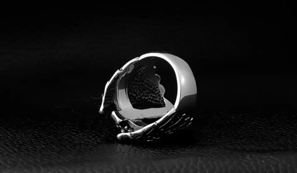 Anillo Argolla Acero Inoxidable Ángel Alas Biker Punk Hombre 12