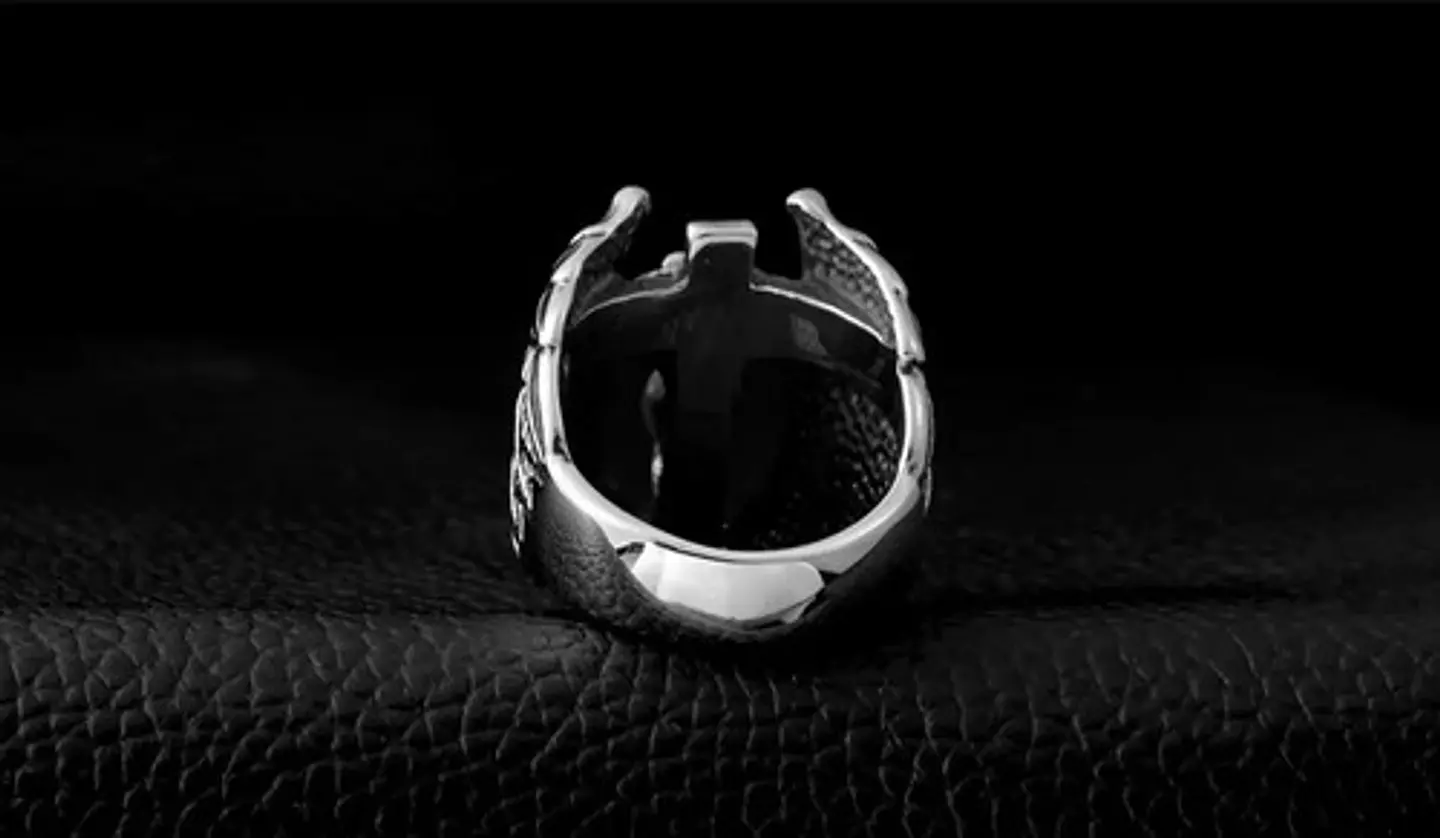 Anillo Argolla Acero Inoxidable Ángel Alas Biker Punk Hombre 13