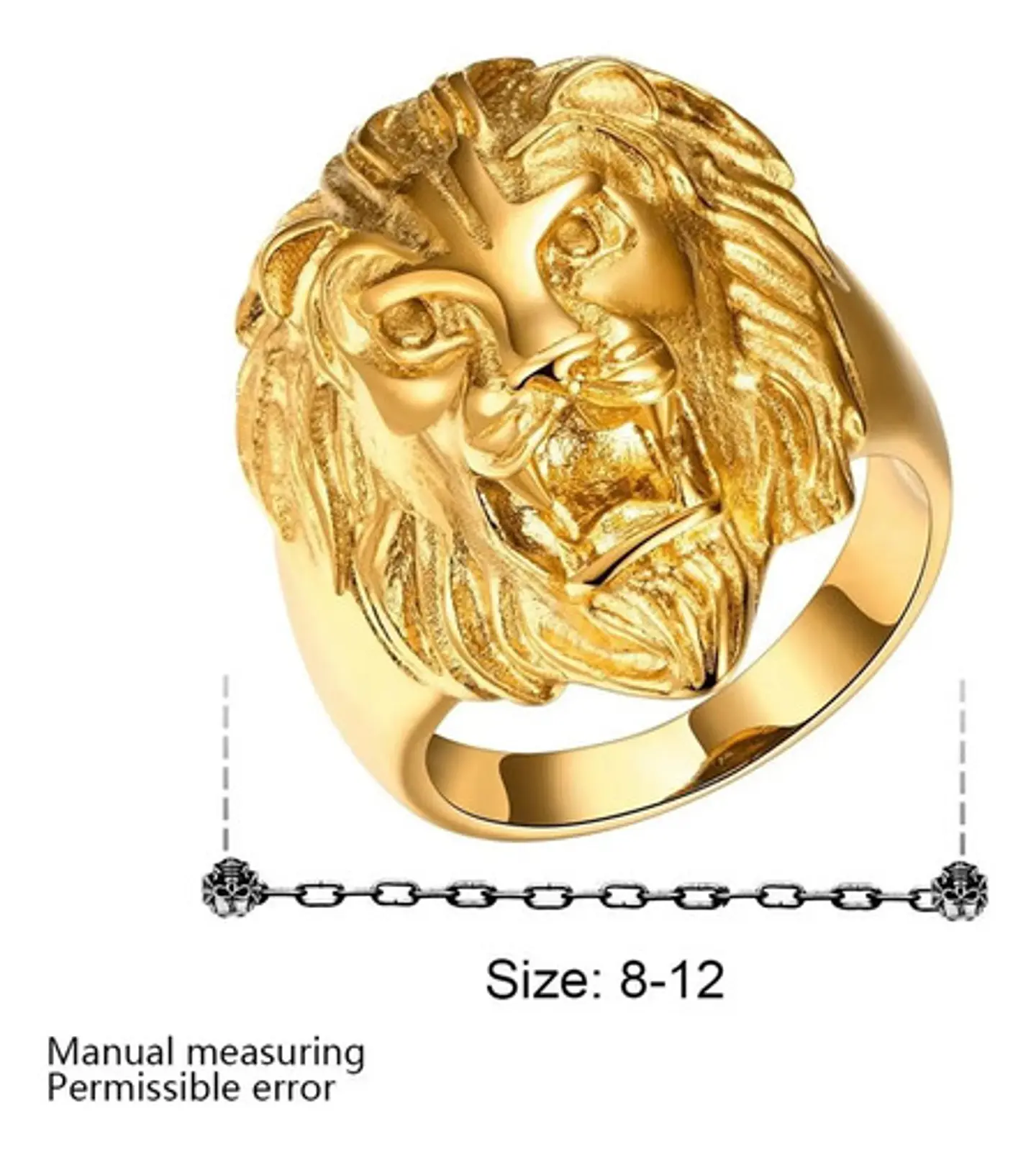 Anillo Color Oro Cabeza Leon Dorado Acero Inoxidable Hombre 2