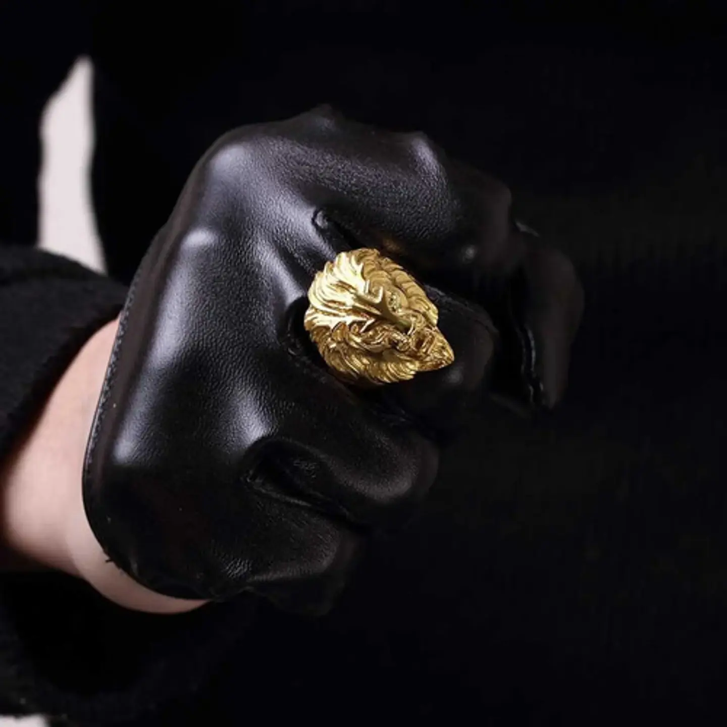 Anillo Color Oro Cabeza Leon Dorado Acero Inoxidable Hombre 6
