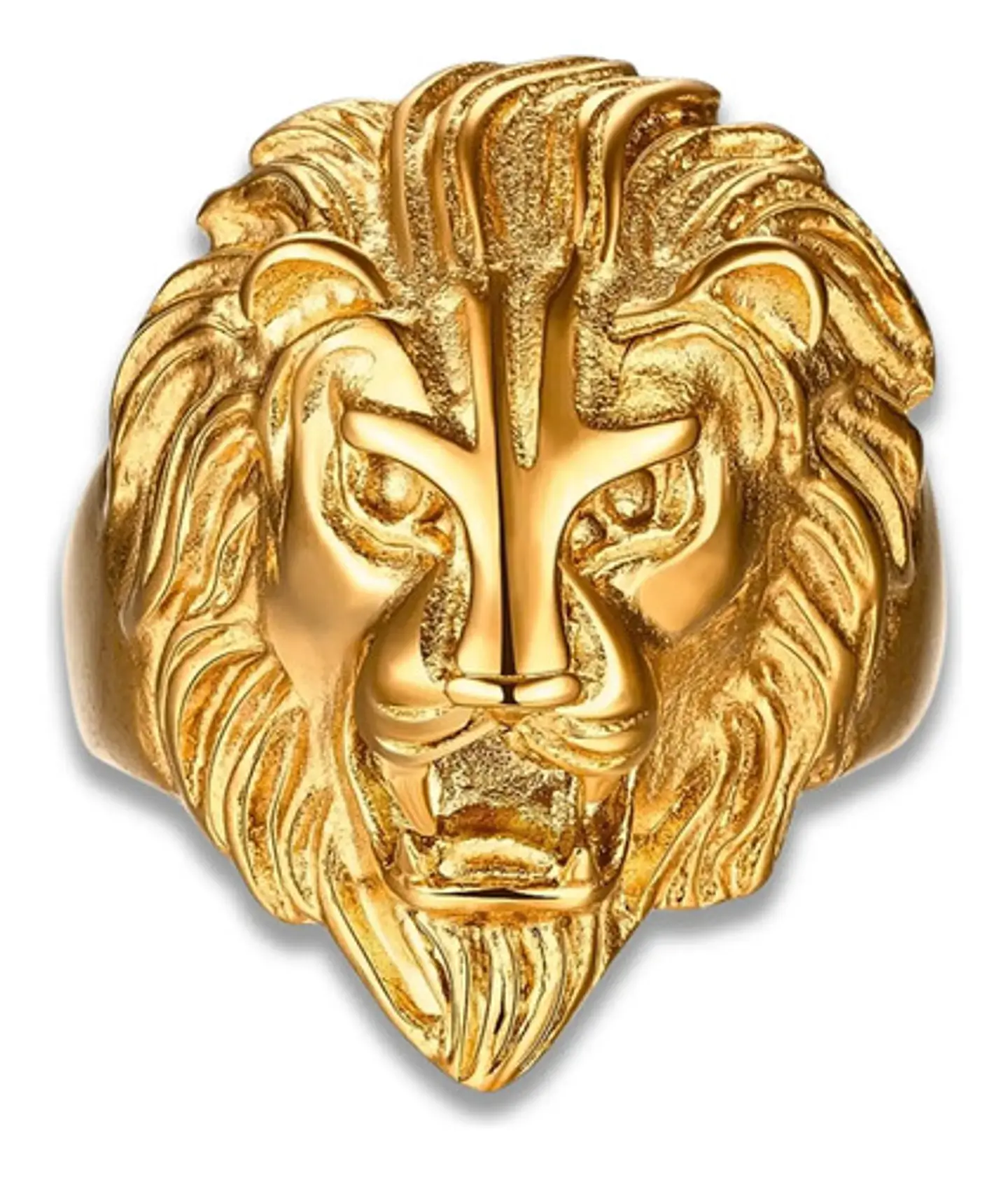 Anillo Color Oro Cabeza Leon Dorado Acero Inoxidable Hombre 8