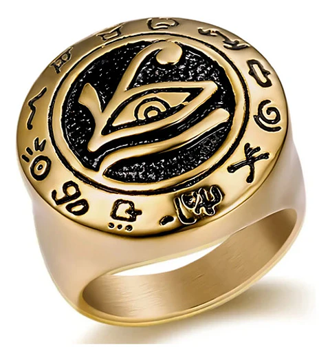 Anillo Color Oro Ojo Horus Egipcio Acero Inoxidable Hombre