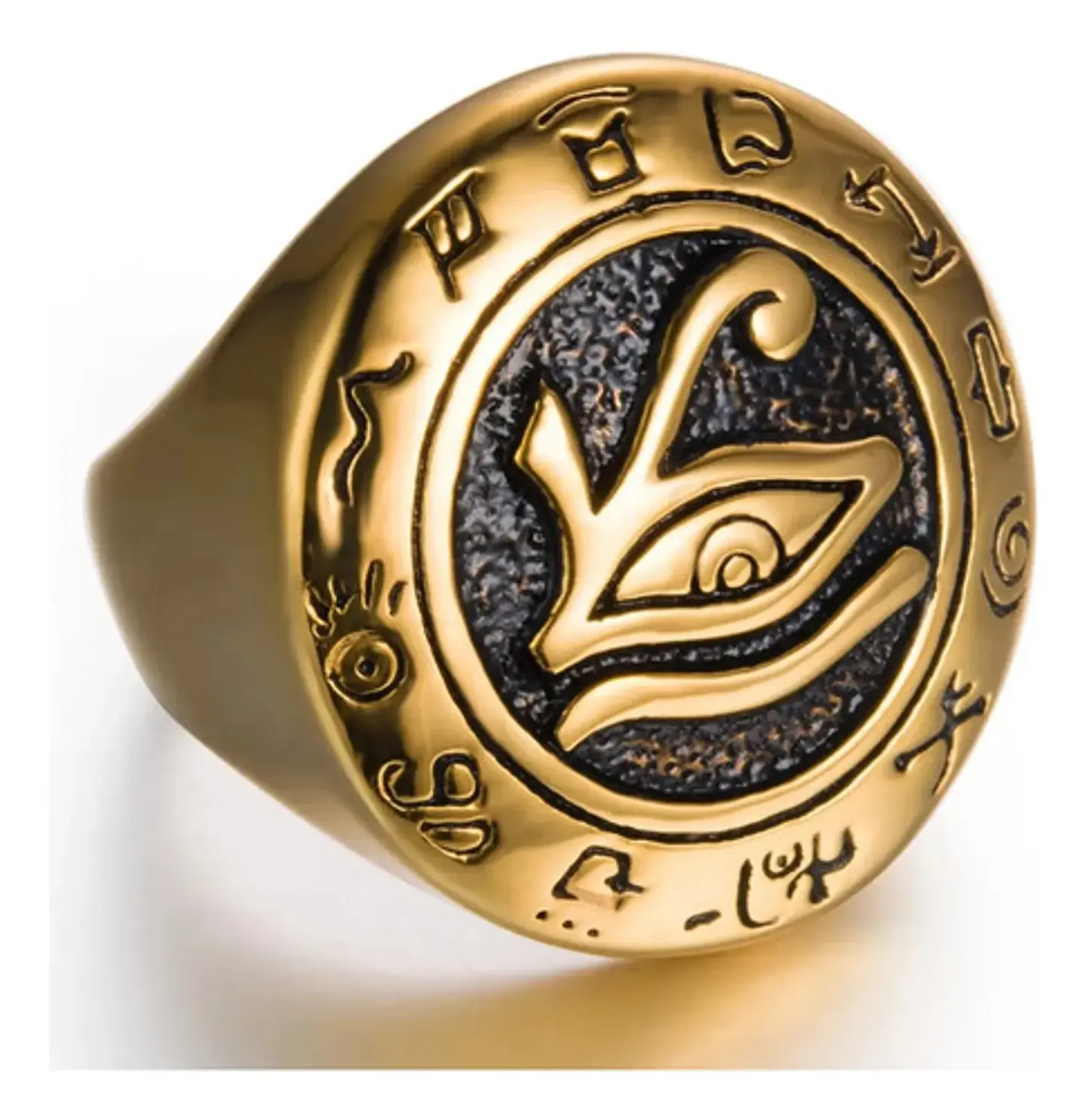 Anillo Color Oro Ojo Horus Egipcio Acero Inoxidable Hombre 3