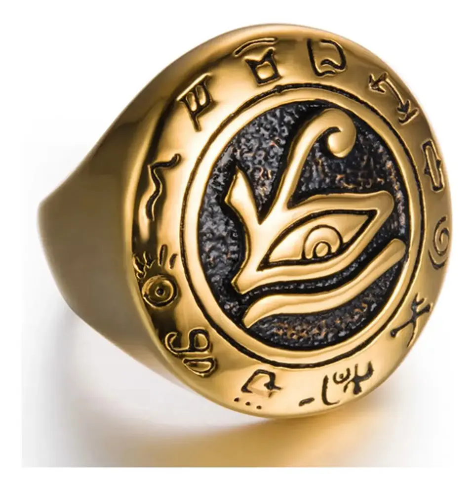 Anillo Color Oro Ojo Horus Egipcio Acero Inoxidable Hombre 3