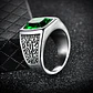 Anillo Piedra Color Esmeralda Acero Inoxidable Para Hombre - Miniatura 2