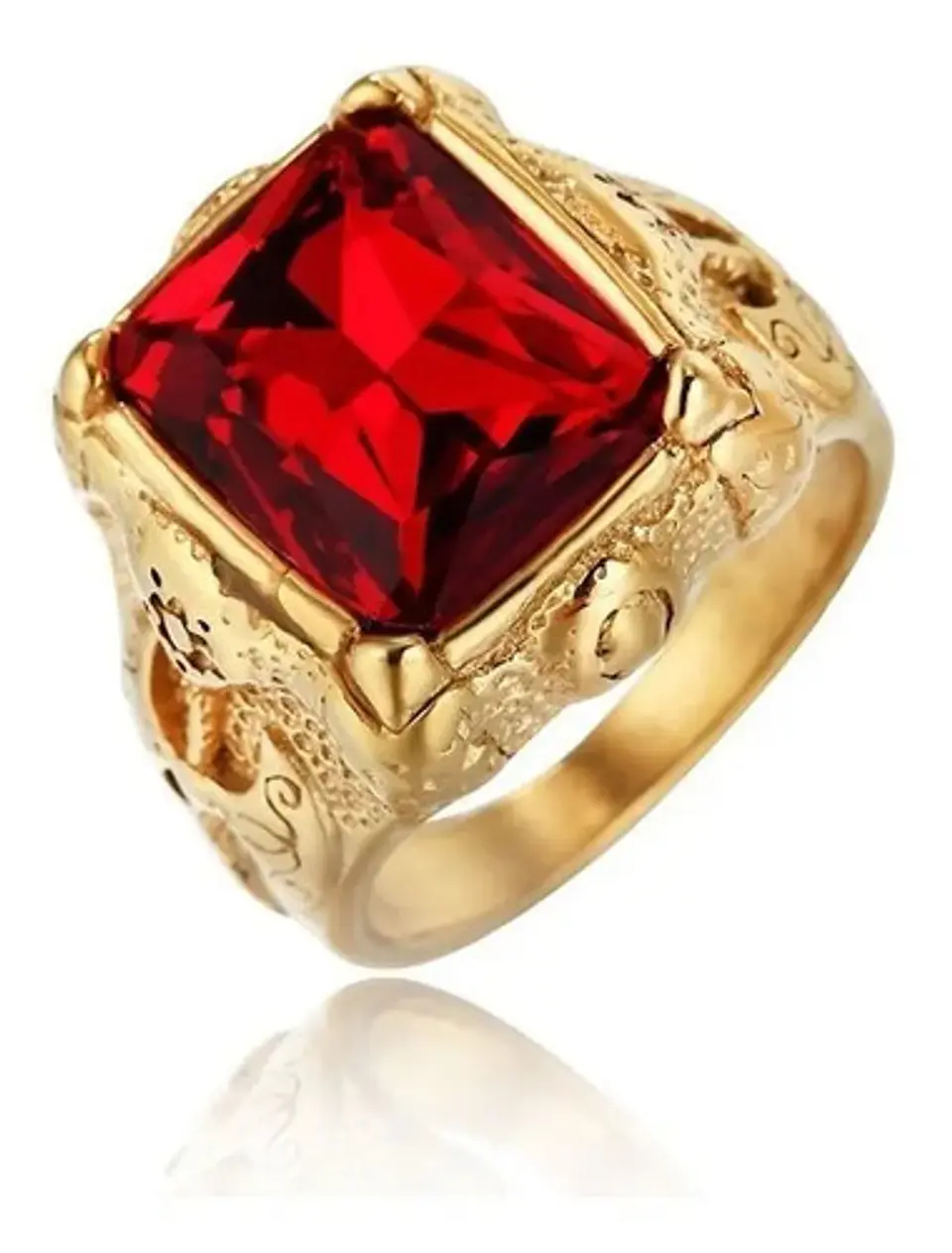 Anillo Piedra Color Esmeralda Acero Inoxidable Para Hombre 6