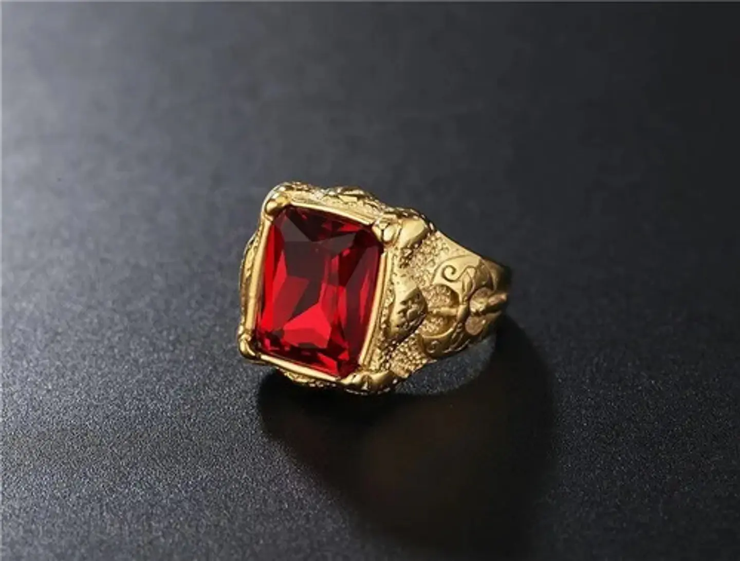 Anillo Piedra Color Esmeralda Acero Inoxidable Para Hombre 8