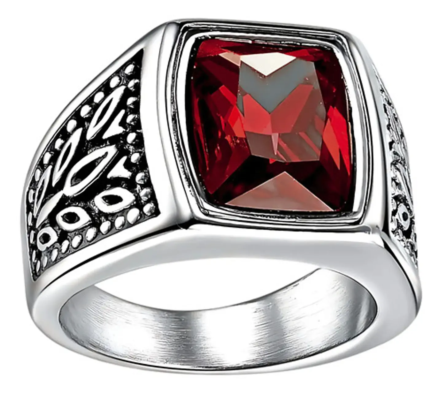 Anillo Piedra Color Esmeralda Acero Inoxidable Para Hombre 9