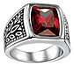 Anillo Piedra Color Esmeralda Acero Inoxidable Para Hombre - Miniatura 9