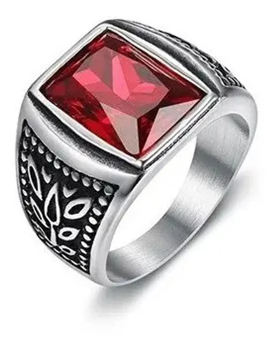 Anillo Piedra Color Esmeralda Acero Inoxidable Para Hombre 10