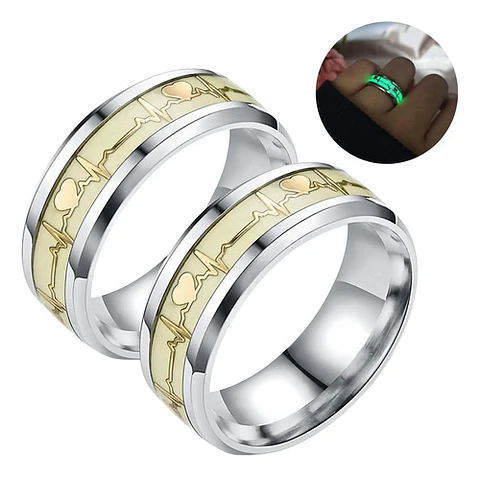 Anillo Argolla Pareja Brilla En La Oscuridad Fluorescente  
