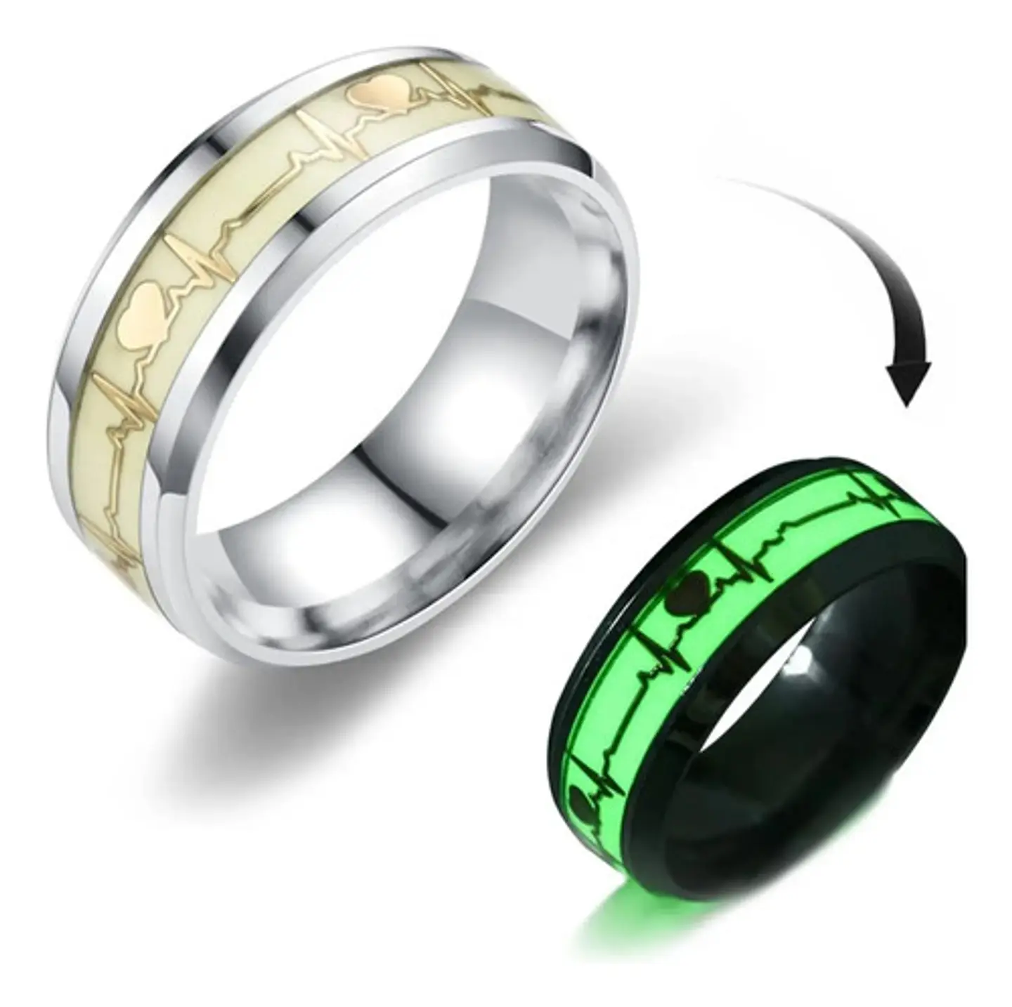 Anillo Argolla Pareja Brilla En La Oscuridad Fluorescente   2