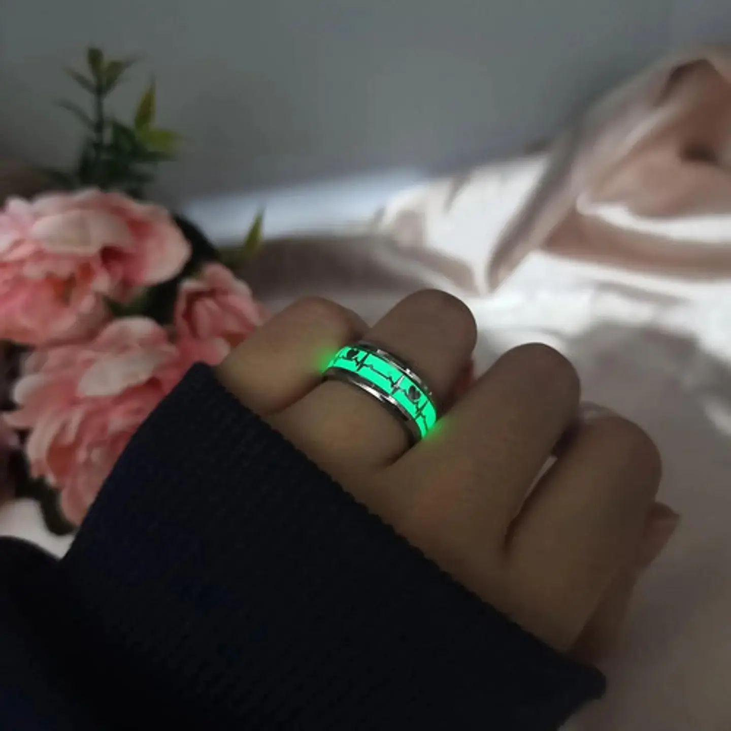 Anillo Argolla Pareja Brilla En La Oscuridad Fluorescente   7