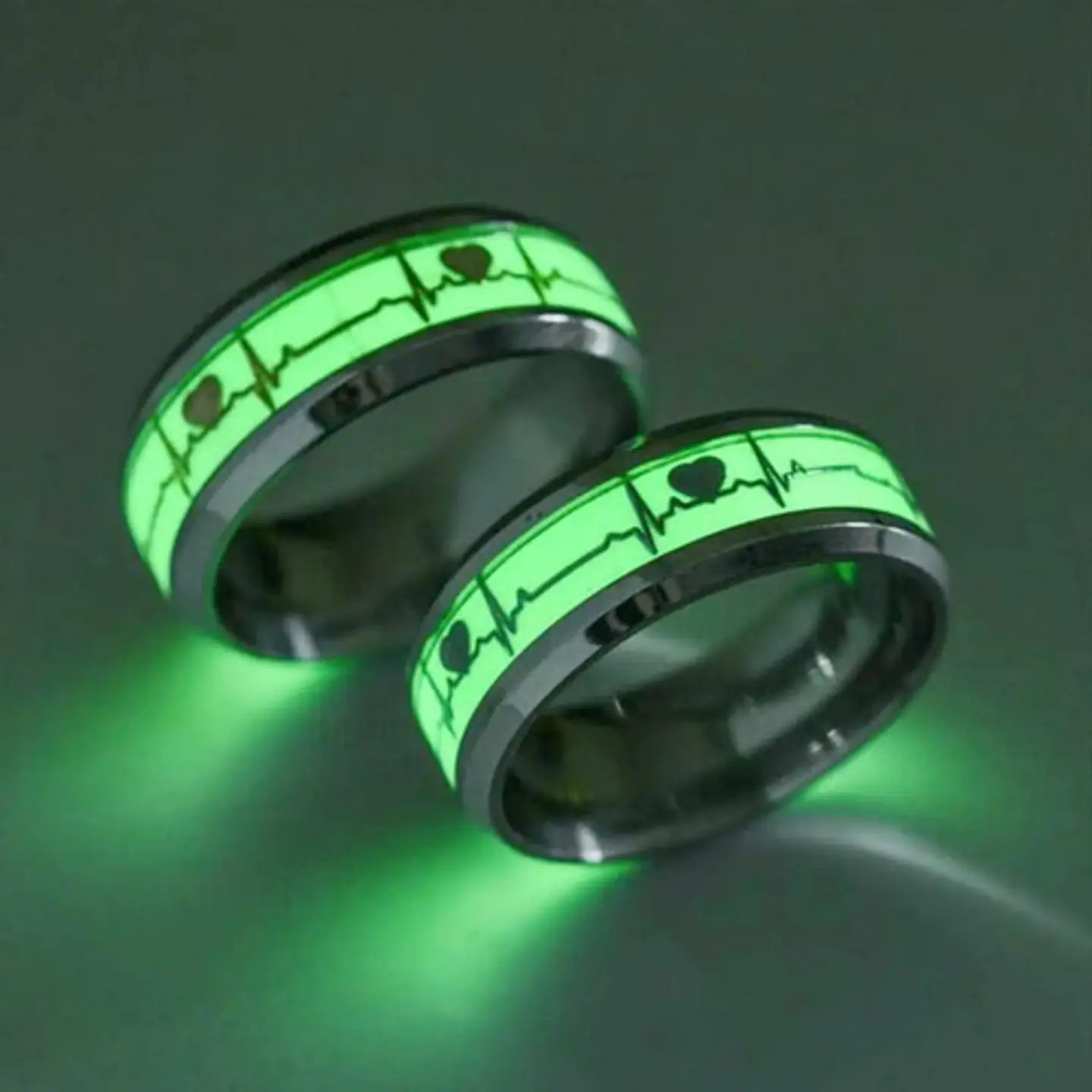 Anillo Argolla Pareja Brilla En La Oscuridad Fluorescente   9