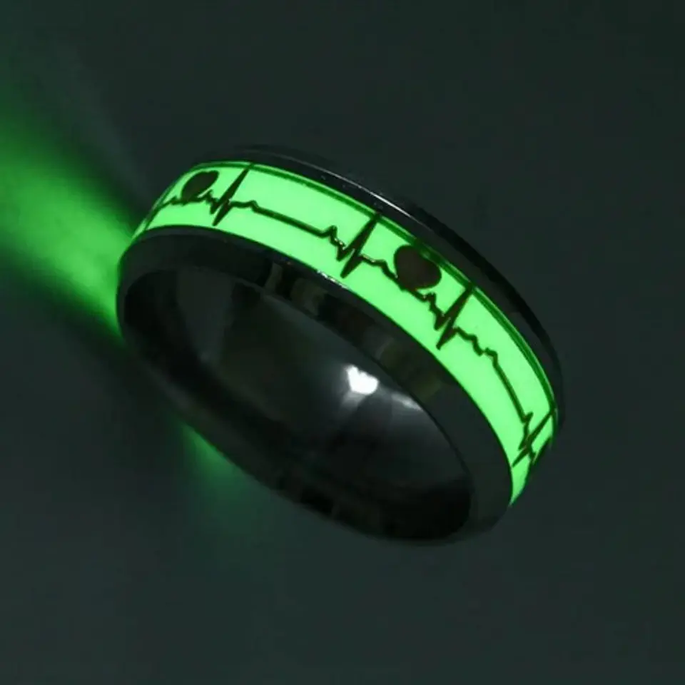 Anillo Argolla Pareja Brilla En La Oscuridad Fluorescente   10