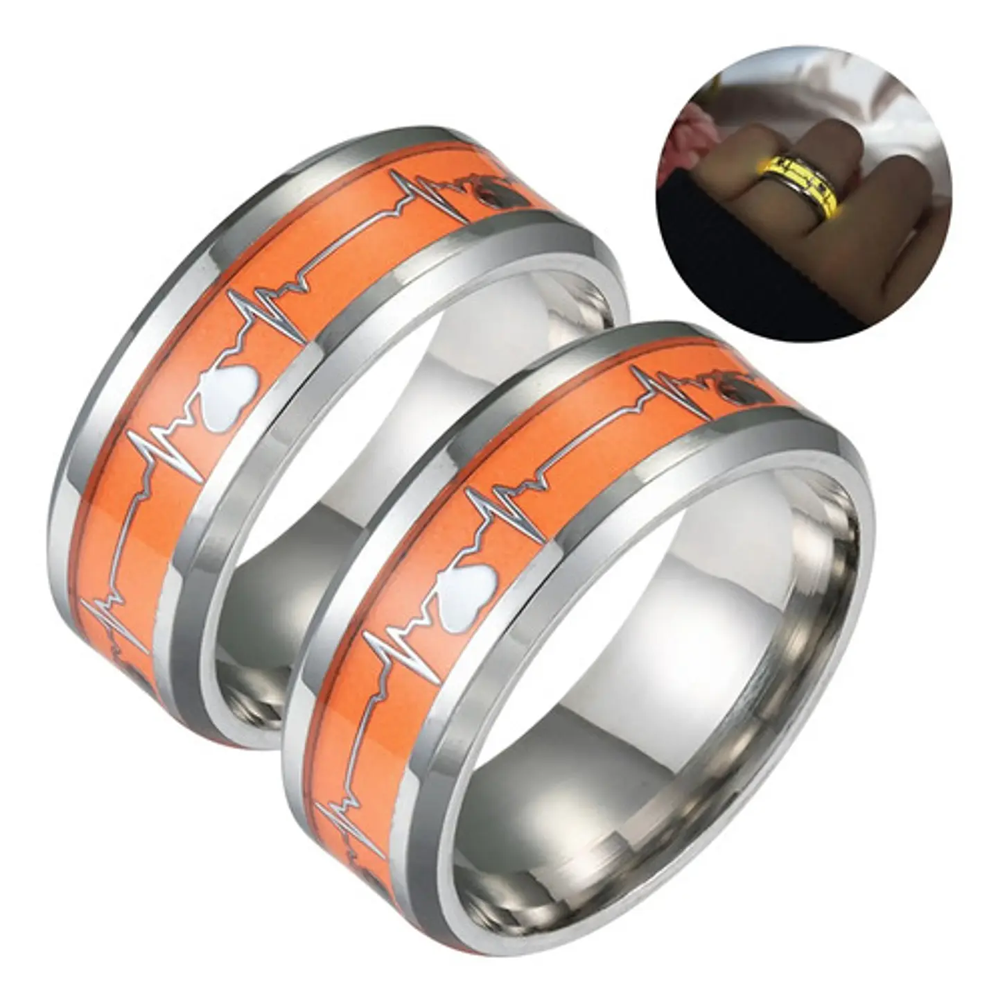 Anillo Argolla Pareja Brilla En La Oscuridad Fluorescente   11