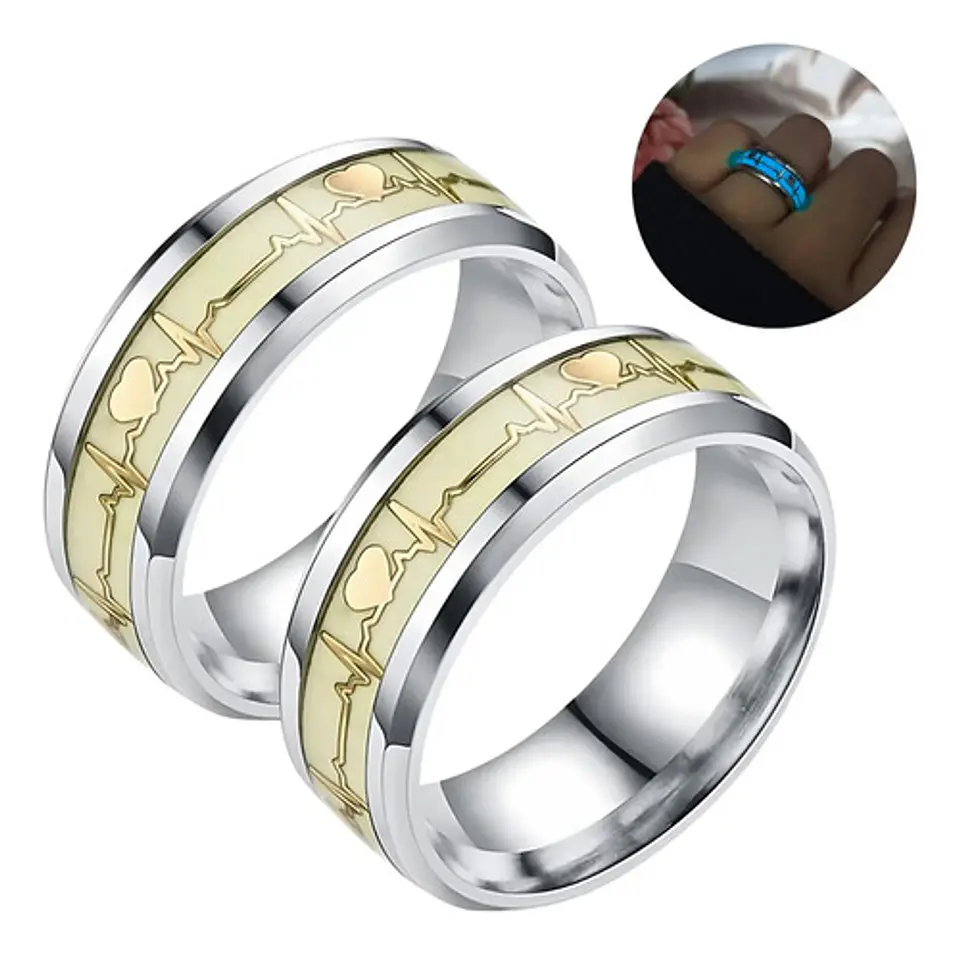 Anillo Argolla Pareja Brilla En La Oscuridad Fluorescente   16