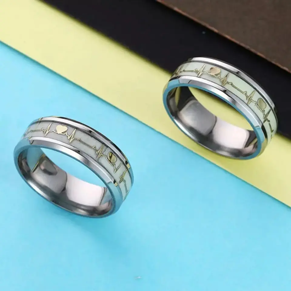 Anillo Argolla Pareja Brilla En La Oscuridad Fluorescente   20